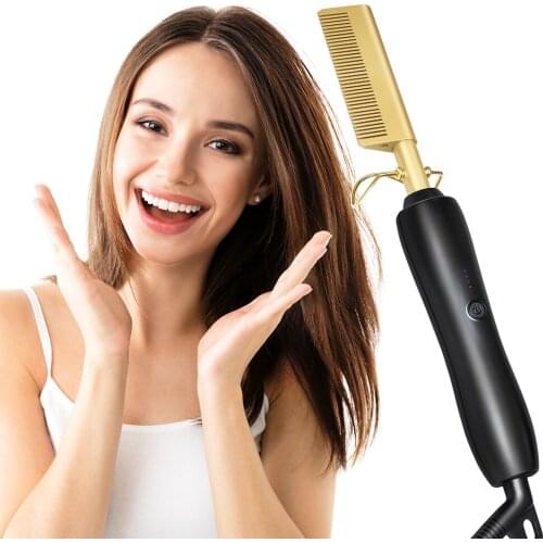 Hair Straightener Electric Comb Wand Hair Curling Irons Hair Curler Comb Hot Straightening Electric Comb Titanium Alloy