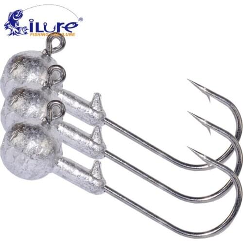 ILure 10 pcs/lot Hooks Lead Jig Head 3.5g 5g 7g 10g 14g Barbed Hook Soft Bait Lure Jigging Hook Carp Hooks Fishing Tackle Pesca