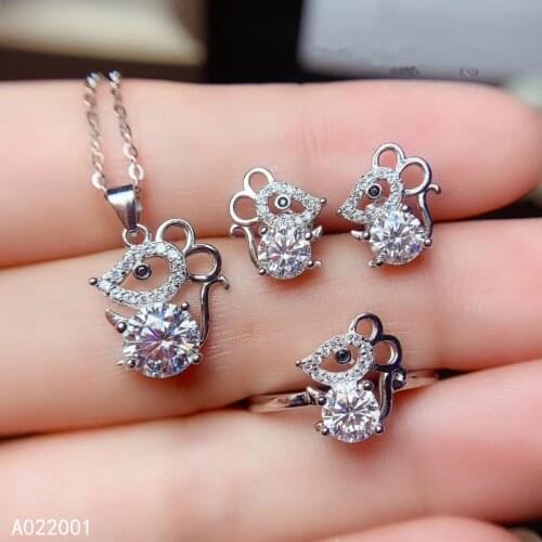 KJJEAXCMY fine jewelry natural Mosang Diamond 925 sterling silver women pendant necklace earrings ring set support test noble