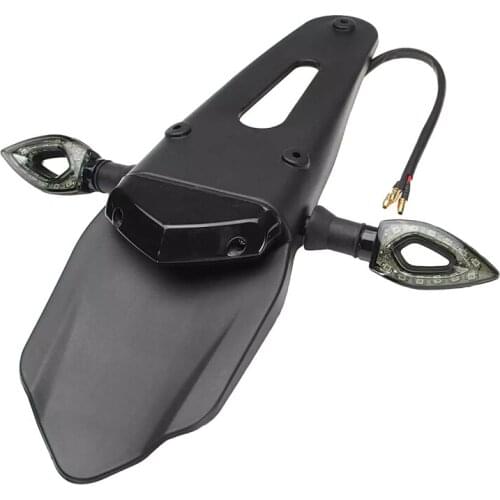 Motorcycle Rear Fender License Plate Bracket With 12V LED Tail Light Universal Off-road Bike Brake Light