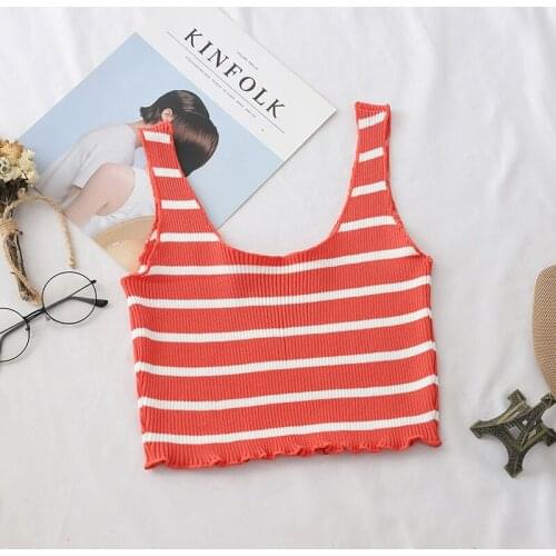 HELIAR Female Square Neck Crop Top Female Simple Summer Camisoles Lady Underwear Crop Top Femme Flounve Hem Tank Crop Tops women