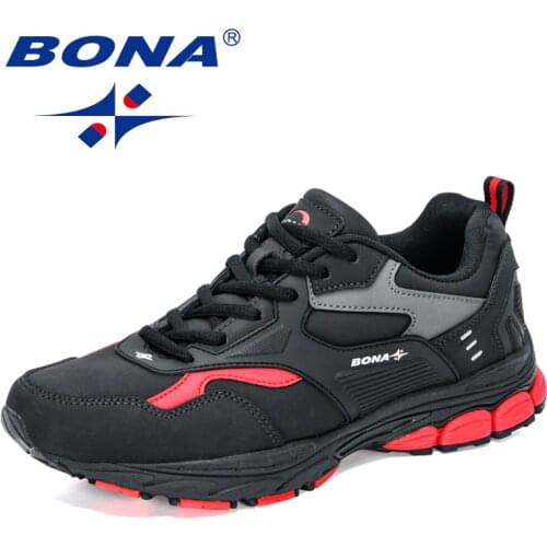 BONA 2021 New Designers Action Leather Sneakers Running Shoes Men Casual Shoes Outdoor Male Lightweight Sport Shoes Mansculino