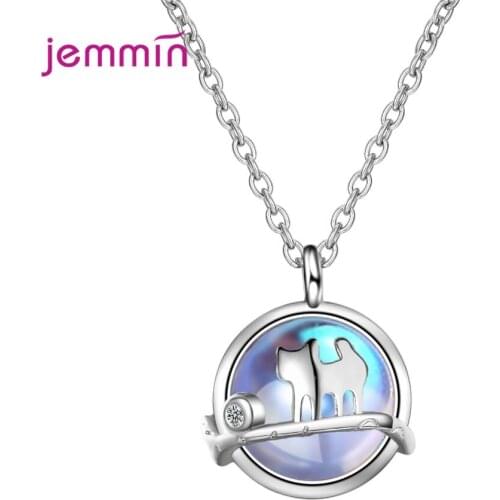Round Ball Cute Dog Pendant Necklace Women Zircon 925 Sterling Silver Chain Necklace Fashion Jewelry Gifts for Girl