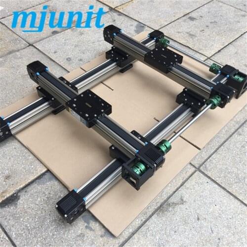 Mjunit belt linear module with high speed mute sliding guideway for dual heads working independently, full automatic visual posi
