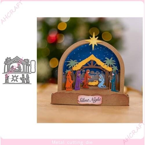 Priest Praying Scene Metal Cutting Dies for DIY Scrapbooking Photo Album Decorative Embossing Paper Card Crafts Die 2021