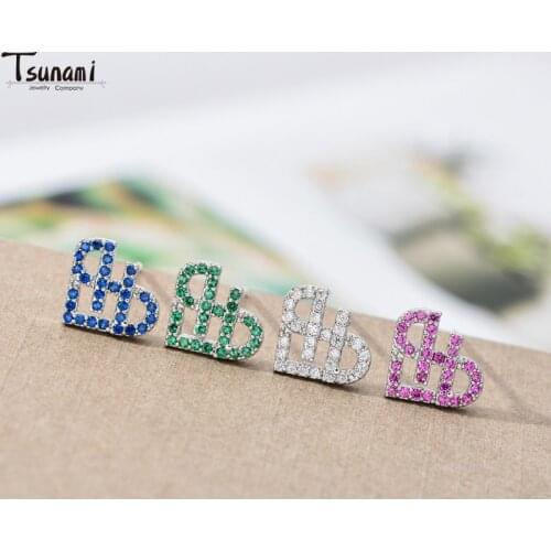 Fashion Women Jewelry 2021 New Arrival Europe America Earrings Love Heart Cute Bling Zircon Stone Stud Earrings Christmas Gifts