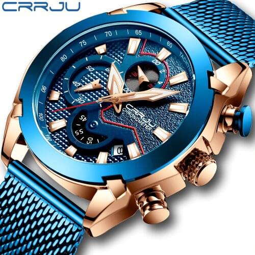 Watch men sale CRRJU Luxury Brand Army Military Watch High-Quality 316L Stainless Steel Chronograph Clock Relogio Masculino 2020