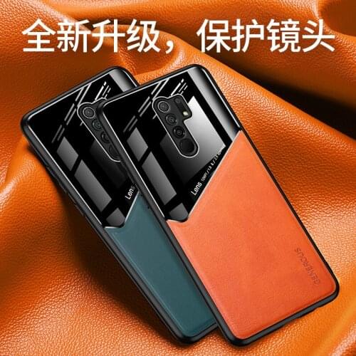 Soft TPU Bumper Tempered Glass +PU Leather Shockproof Phone Case For Xiaomi Redmi 9 Back Magnetic Cover