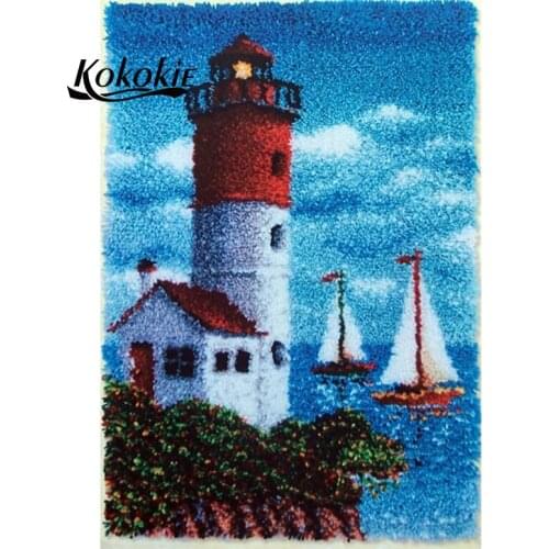 Latch hook kits Landscape large printed canvas yarn carpet diy latch hook rug kits rug yarn carpet embroidery carpet diy rug