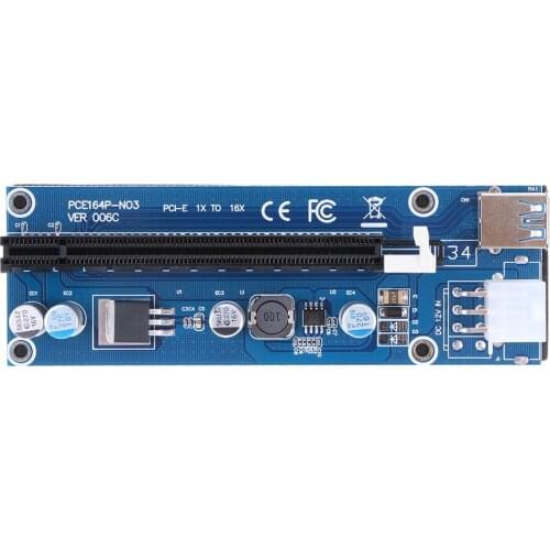 PCI-E1X to 16X Extender Riser Card 6Pin DC-DC USB3.0 Cable for BTC Mining MIner