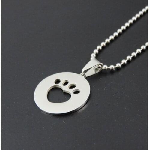 Stainless Steel Baby Foot Pendant Necklace, Fashion Round Dog tags Necklace Pendant, Gift Jewelry