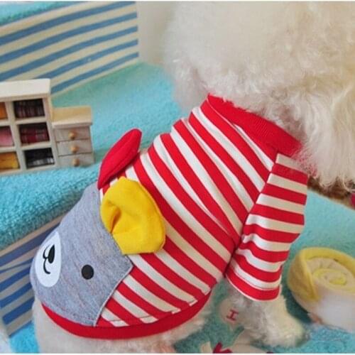 Striped dog clothes Cartoon Dog Shirt Cotton Cute Dog Cat pet coat cat and dog spring and summer clothes For Small Dog Puppy