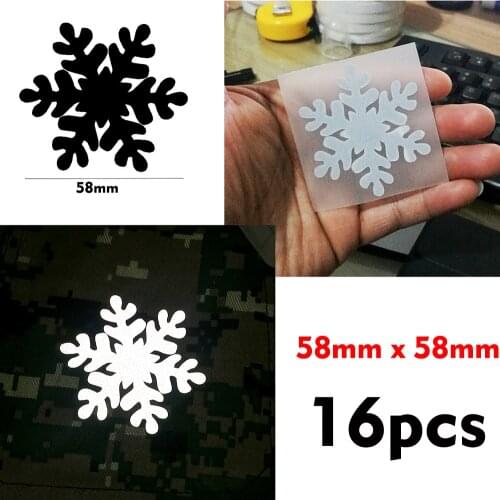 Silver Reflective Iron on Stickers Heat transfer Vinyl Sheet For Clothes DIY Snowflake 16pcs