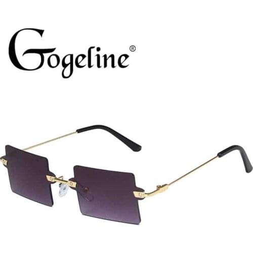 New Small Rectangle Sunglasses Women Men Brand Design Rimless Square Sun Glasses For Man Alloy Frame Colorful Ocean Piece Shade