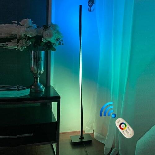 Modern LED Floor Lamp 48 Inches RGB Corner Floor Lamp Black Silver Standing Lamp for Bedroom Living Room Nordic Decoration Home