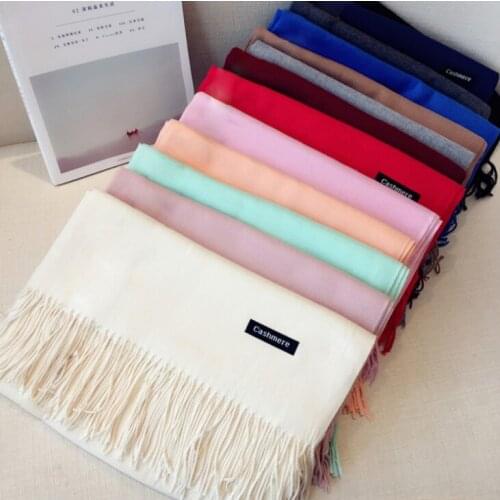 Chanycore Sheep stick Solid color Winter scarf cashmere pashmina women scarfs warm thick shawl hijab poncho for ladies