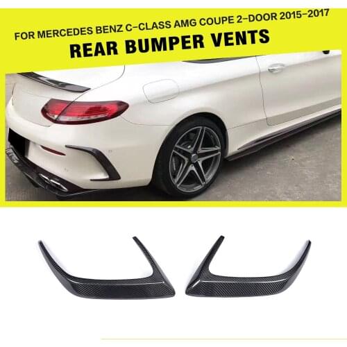 Carbon Fiber / FRP Black Car Rear Bumper Splitters Vent Fins for Mercedes-Benz C-Class W205 C63 AMG Coupe 2-Door 2015 - 2017