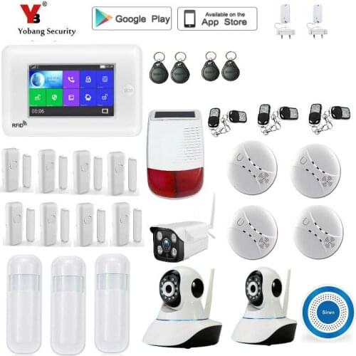 Yobang Security wireless wifi 3G alarm system 4.3 display door sensor home security alarm systems Wired Siren Kit SIM SMS Alarm