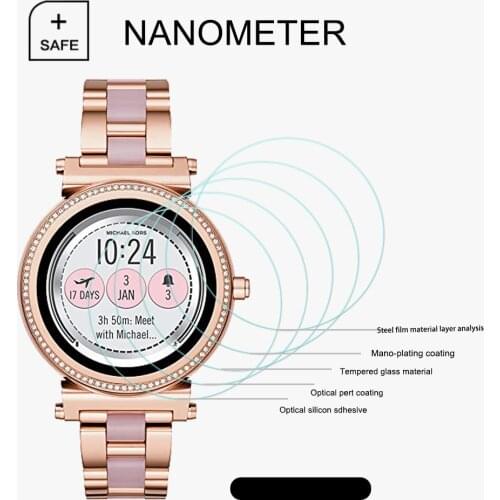 3pcs Tempered Glass Screen Protector For MICHAEL KORS ACCESS SOFIE GEN 4 DISPLAY SMARTWATCH MKT5068 Protective Screen Guards