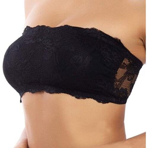 Women Lace Bralette Womens Sexy Strapless Crop Top Bra Bandeau Boob Tube Lace Casual Crop Boob Tube Top Underwear 2021 New