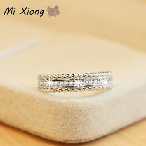 Mi Xiong 925 Sterling Silver Rings for Women Wedding Wrapped Diamond Elegant Luxury Charm Engagement Brand Fine Jewelry Romantic