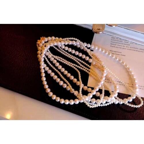 D513 Pearl Necklace Fine Jewelry Almost Round 3-8mm Nature Fresh Water White Pearls Neckalces for Women Presents