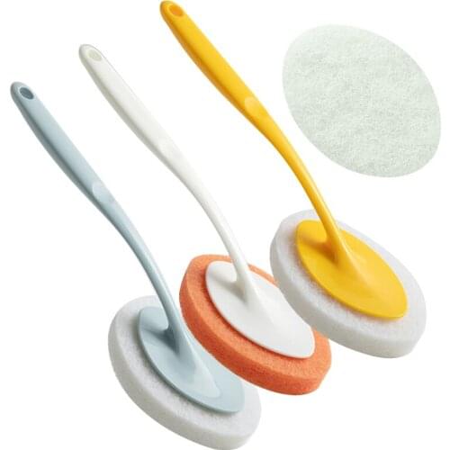 1Pcs Long Handle Sponge Brush, Bathroom Bathtub Brush, Bathroom Cleaning Floor Brush, Kitchen Countertop Sponge Wipe