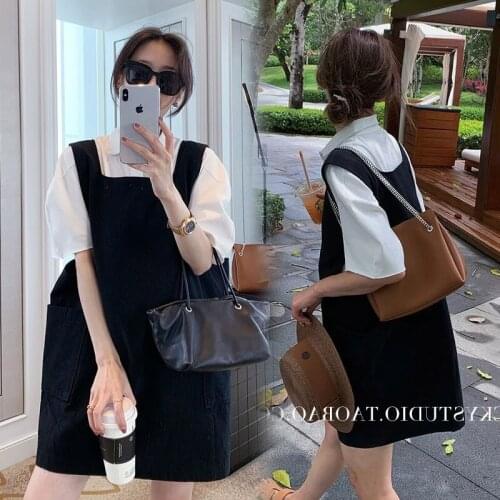 19401# Maternity Dress Summer Short Sleeves Easy Matching Loose Stylish Dress Pregnant Women Suit