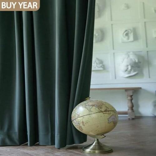 2021 New American Curtains for Living Dining Room Bedroom Light Luxury Retro Solid Color Herringbone Velvet Curtains Window