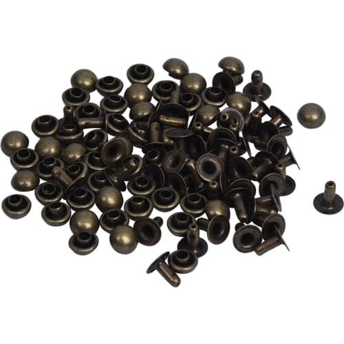 50 Sets Mushroom Fast Rivets Studs 6 mm Antique Brass