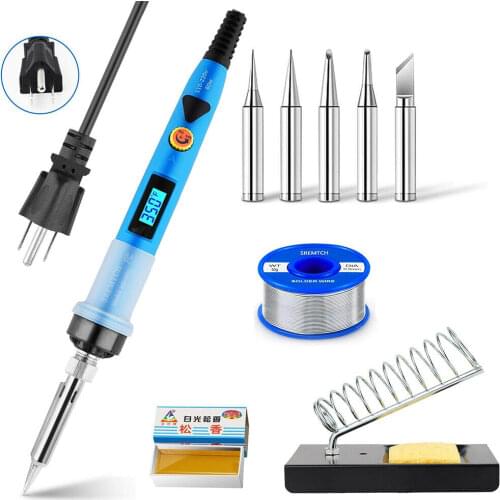80W Digital Electric Soldering Iron Kit Set Temperature Adjustable 220V 110V Welding Tool Ceramic Heater Soldering Tips Rework