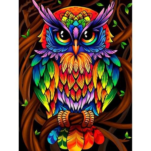 Diy Diamond Painting Cross Stitch Color Cartoon Owl Full Square Round Diamond Embroidery Home Mosaic Needlework Rhinestones Gift
