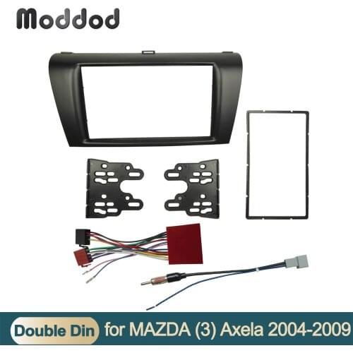 For MAZDA 3 04-08 Axela 06-08 Refitting Double Din DVD Stereo Fascia With ISO Wiring Harness Panel Trim Kit frame