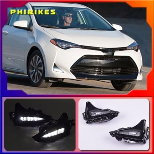 White LED DRL Daytime Running Lights Fog light Lamp For Toyota Corolla 2017 2018 17 18 Auto Car Parts Accessories