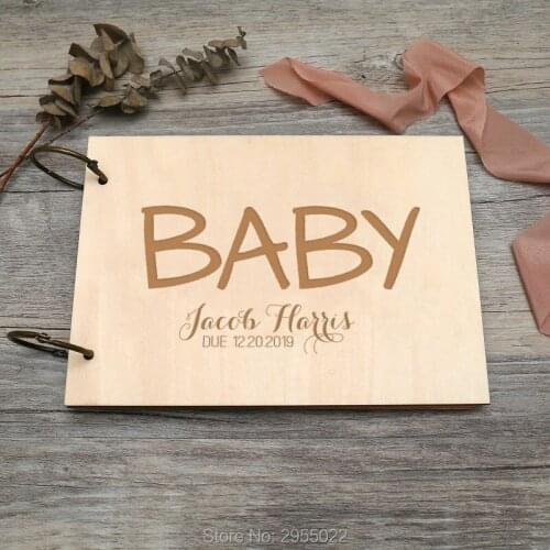 Personalised Rustic Wooden Unique baby shower Photo Album,wedding guest book,Self-adhesive DIY Scrapbooking,birthday gift