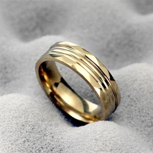 316L Stainless Steel finger ring 18KGP jewelry For Men and Women wedding engagement ring size 17 18 19 20 21mm wholesale