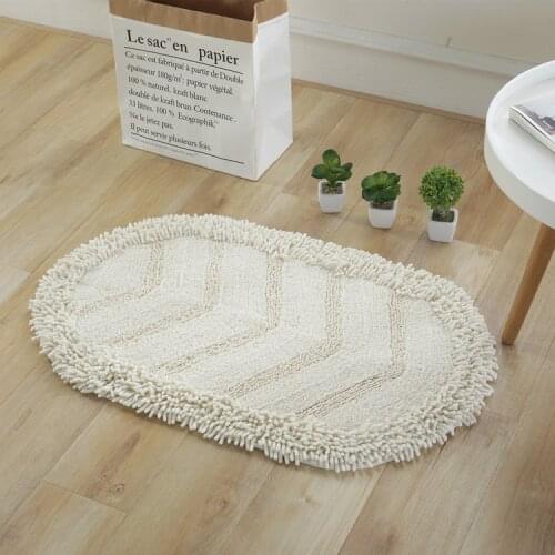 Household Shaggy Cotton Carpet Solid Ellipse Thicken Non-slip Water Absorption Colorfast Shower Room Kitchen Fashion Foot Pad