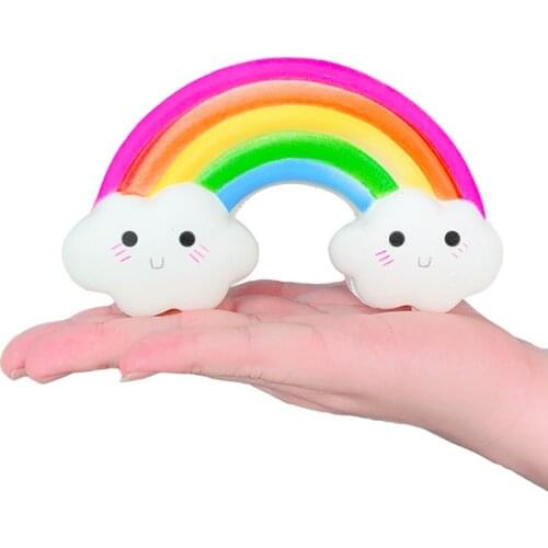 Kawaii Rainbow Smiley Soft Squishy Toys For Children Slow Rising Scented Squeeze Stress Relief Toys Kids Xmas Gift Wholesale