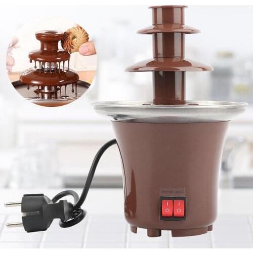 Mini Chocolate Fountain Three Layers Creative Chocolate Melt With Heating Fondue Machine Diy Melt Waterfall Pot
