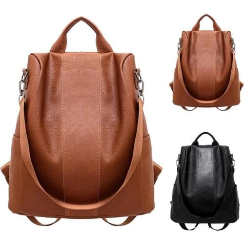 Fashion Retro Women Leather Backpack Casual College School Backbag Student Laptop Girls Back Pack Travel Backpack Anti Theft