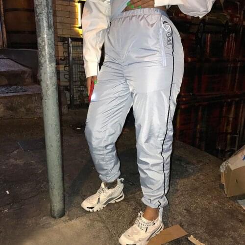 4-Color PPD Letter Velcro Design Elastic Waist Casual Trousers