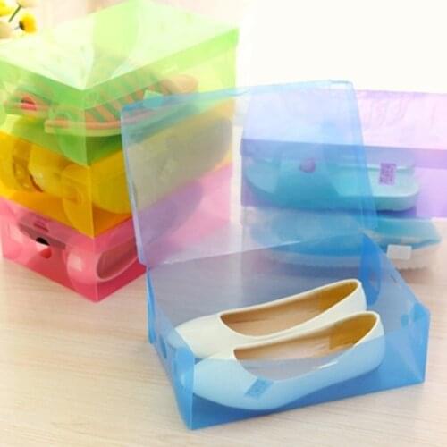Clear Plastic Shoes Storage Box Children/Women/Men Transparent Shoes Organizer Folding Shoes Case Holder Home Organizer