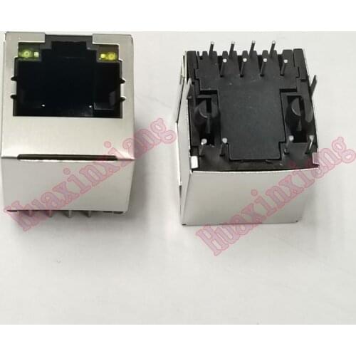 20PCS/Lot Steel Shield RJ45 8P8C Jack Connector With LED 180 Degree vertical Network Internet Modular