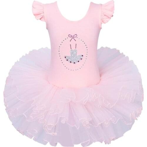 Pink Tutu Leotard Ballet Dress For Girls Children Ballerina Clothes Rhinestone Swan Lake Ballet Costume Kids Ballet Dancewear