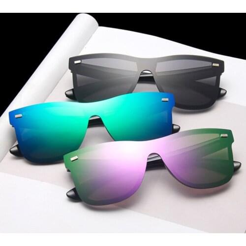 VWKTUUN Trendy Sunglasses Men Intergrated Sun Glasses Male Goggles Rivet Frame UV400 Gafas De Sol Mirror Sunglass