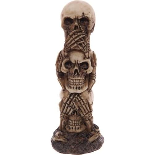 1Piece See Hear and Speak No Evil Skulls Statue Skull Totem Decoration Unique Decorative