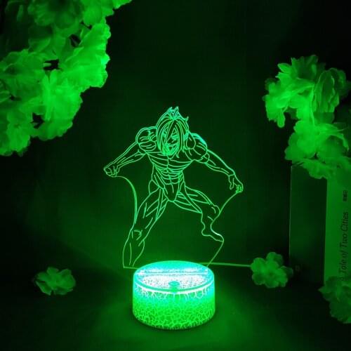 LED Light Anime Attack on Titan Eren Yeager Titan Acrylic Night Light RGB Flashing Cool Gift 3D Light Children Bedroom Decor