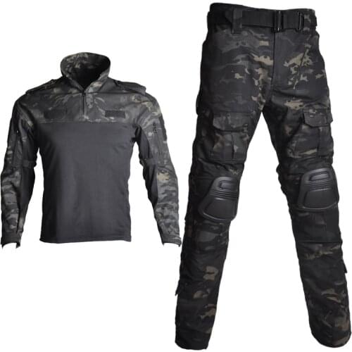 Outdoor Airsoft Military Shirt Uniform Army Tactical Suits Camo Hunting Clothes Paintball Sniper Combat Shirt Pants Knee Pads