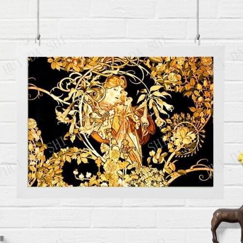 Alphonse Mucha, Femme à la marguerite, 1898 art poster print, vintage/ retro wall decor, Art Nouveau vintage ads