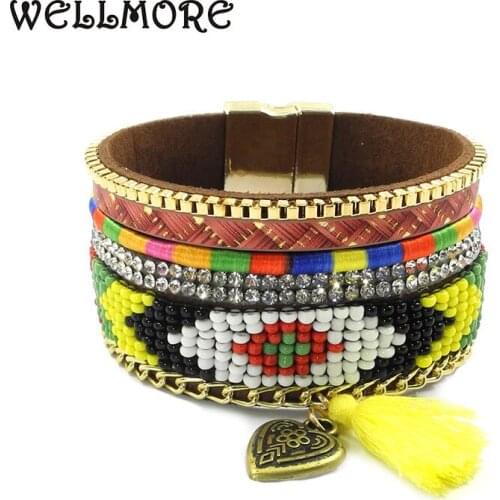 Wellmore beaded bracelets ,leather wrap bracelets Bohemian bracelets&bangles for women